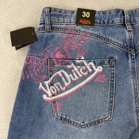 Von Dutch NWT Women's Size 30x32 Extra Wide Leg Flare Jeans Y2K Embroidered - Picture 16 of 16